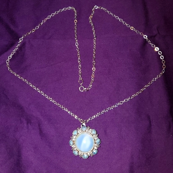 Avon Jewelry Vintage 97s Avon Moon Magic Blue Cabochon Rhinestone